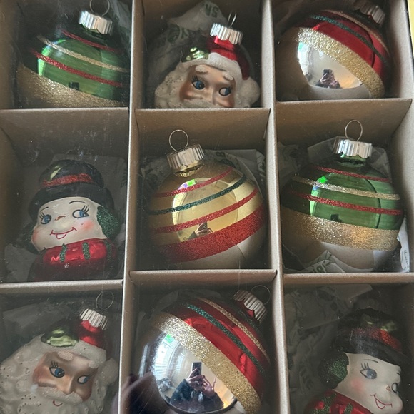 NIB~Set Of 9 Christopher Radko Shiny Brite Large Mixed Glass Holiday Ornaments - Picture 3 of 7